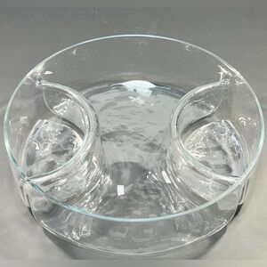 Vintage 1997 Indiana Glass Brio Clear Glass Double Dip Serving Bowl Large